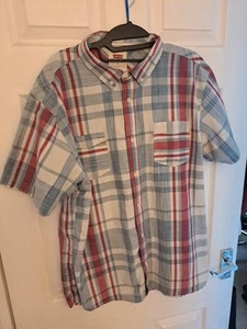 Levi Strauss & Co Herren Kurzarm Rot Weiß & Blau 100% Baumwolle Kariert Hemd XL - Bild 1 von 5