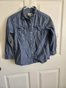 Niñas Old Navy L Camisa Abotonada Top Denim Boyfriend Grande Azul Manga Larga Abajo - Imagen 1 de 11