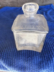 Vintage CLIMAX Bottle - 3 3/4” tall X 2 1/2 wide X 2 3/4” deep PAT.PENDING  - Picture 1 of 14