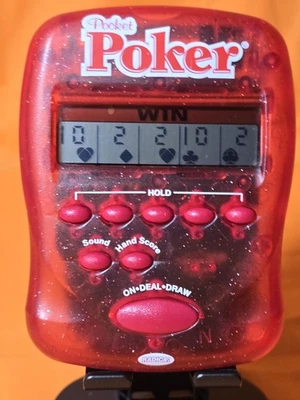 Винтажная электронная портативная игра Radica Pocket Video Poker красный блеск протестирована  - Изображение 1 из 4