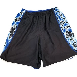 Speedo Swim Trunks Mens Large Board Shorts Lined Floral Blue Black 1990s VTG - Picture 1 of 11