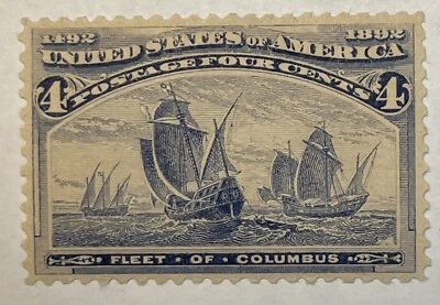 US #233 1893 4c ultramarine “Fleet Of Columbus” Mint/VF, disturbed gum spot - Image 1 of 4