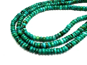 Genuine Natural Turquoise Polished Smooth 7mm Rondelle Gemstone Beads PGS396C - Picture 1 of 3