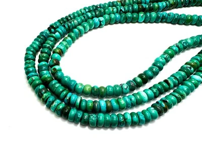 Genuine Natural Turquoise Polished Smooth 7mm Rondelle Gemstone Beads PGS396C - Image 1 of 3