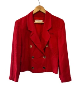 VINTAGE JONES NEW YORK Petite Gold Button Double Breasted Short Blazer Jacket 10 - Picture 1 of 8