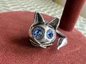 ANELLO GATTO GRANDE E AUDACE VINTAGE MODERNISTA MESSICO TAXCO ARGENTO STERLING DESIGNER - Foto 1 di 21