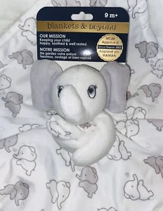 New Blankets & Beyond Gray & White Elephant Baby Security Blanket Nunu Free Ship - Picture 1 of 5