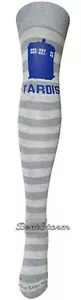 BBC Dr Doctor Who Azul Tardis Gris Rayas Sobre la Rodilla Calcetines 1 PAR NUEVO CON ETIQUETAS - Imagen 1 de 2