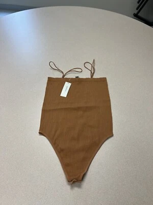Francesca’s Brown Low Cut Body Suit - Small  Nwt 283 - Image 1 of 4