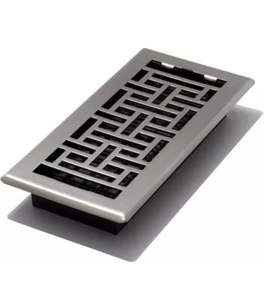 Rejillas decorativas AJH410-NKL 4 pulgadas X 10 pulgadas acero níquel cepillado ventilación de piso oriental - Imagen 1 de 3