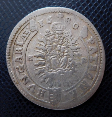 HUNGARY / LEOPOLD I. - SILVER 15 KREUZER / 1680 K-B - Image 1 of 2