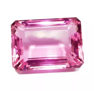 Pietra preziosa sfusa topazio rosa brasiliano certificato GIE 140 carati taglio smeraldo naturale AA+ - Foto 1 di 6