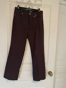 Simon Chang Denim Brown Straight Leg Stretch Brown Pintuck Pants Size 6 - Picture 1 of 7