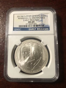 2013-W 5-Star Generals Commemorative $1 Silver Dollar NGC MS69 - Picture 1 of 4