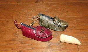 VINTAGE! Lot 3 verzierte Leder Mokassins Schuhe Geldbörse Kleingeld Mexiko Japan - Bild 1 von 12