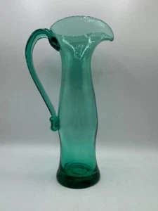 Blenko Glass #6030S Sea Green Pitcher-Etched Blenko '58-'61 Mid-Century Modern - Picture 1 of 19