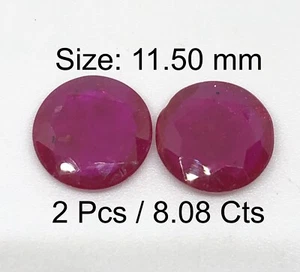 8.08 Ct Luster Pair Ruby Round Size 11.50 mm Cut Gemstone Best For Earring 5110 - Picture 1 of 4