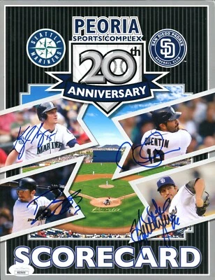 JSA Seager Ackley Quentin Street Autographed Signed 2013 Full Scorecard TRB 787 - Image 1 of 2