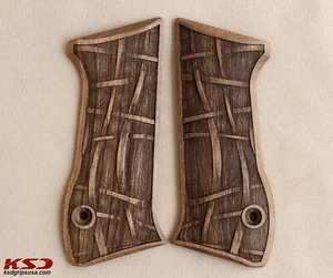 KSD Brand Jericho 941 F / FS Compatible Walnut Grips Lines 2 - Picture 1 of 3