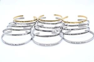 Inspiration und Motivation Spruch und Wort Armband Manschetten Edelstahl  - Bild 1 von 16
