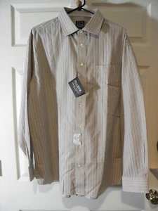 Camisa de vestir Jos A Bank Signature para hombre algodón marrón a rayas XL - Imagen 1 de 5