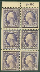 EDW1949SELL : USA 1917 Scott #501b Booklet pane with Plate # VF, MNH. Cat $160. - Picture 1 of 2