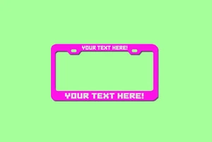 ENGRAVED Chrome Black Pink Metal License Plate Frame - Vehicle Customization - Picture 1 of 13
