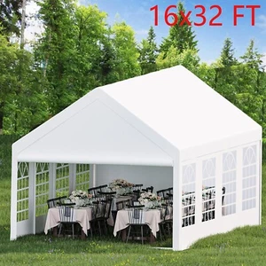 16x32 FT Outdoor Gazebo Wedding Party Tent Large Carport Canopy W/ 8 Side Walls - Picture 1 of 5