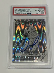 2021 Bowman Draft Chrome 1° Andrew pittore bianco e nero RayWave Auto PSA 10 - Foto 1 di 2