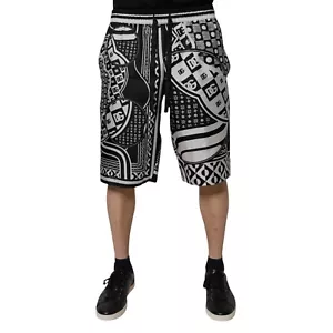 DOLCE & GABBANA Shorts schwarz weiß Bandana Seide Herren Bermuda IT48/W34/M 1200usd - Bild 1 von 7
