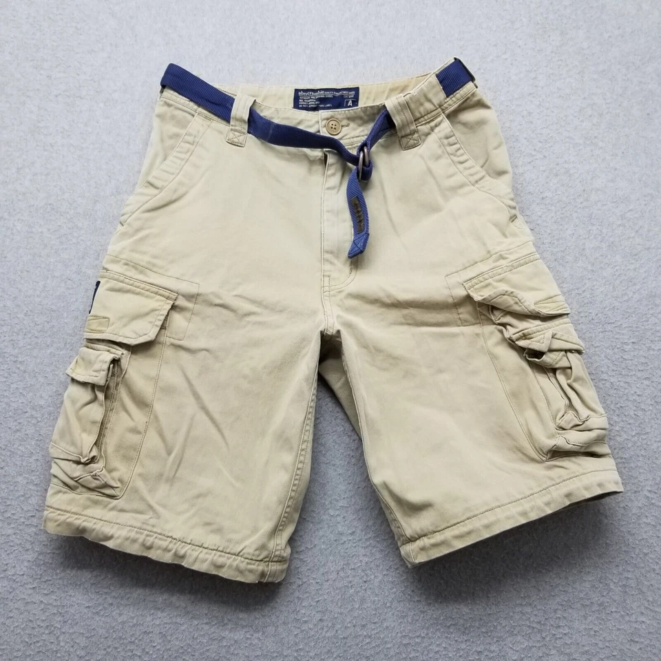 Pantalones Cortos Carga Abercrombie & Fitch Juveniles Grandes Bronceados Bolsillos Cinturón Niños Foto 1 de 4