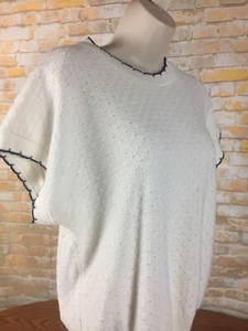 Maglione vintage made in American Cable Knit avorio senza maniche a Seattle taglia L Y21 - Foto 1 di 12