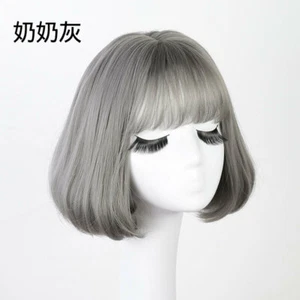 Peluca para mujer cabello corto cabeza bobo cabello lacio golpes de aire reparación facial realista - Imagen 1 de 8