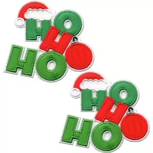 HOHOHO Patches (2er-Pack) Weihnachten bestickt Aufbügeln Patch Applikation - Bild 1 von 3