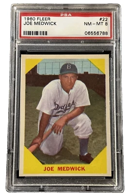 Fleer #22 1960 Joe Medwick Brooklyn Dodgers PSA 8 casi nuevo-como nuevo Foto 1 de 2