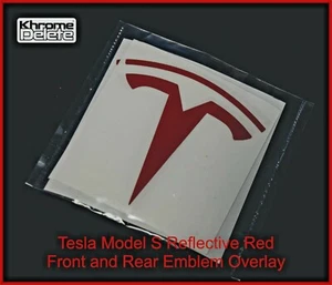 Tesla Model S (front and rear) Red Reflective Emblem Overlay - Bild 1 von 3