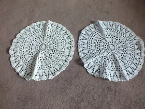 Beautiful Collectible Handmade Crocheted Doily Set 2 Off White White 14" NICE - Picture 1 of 2