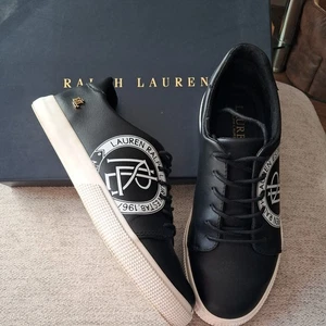 RALPH LAUREN LEATHER PUMPS / TRAINERS ~ BLACK & WHITE ~ SIZE 4 ~ BOXED ~ VGC - Picture 1 of 14