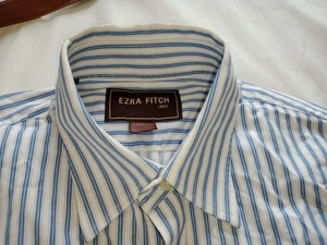 Vintage Ezra Fitch Herren Hemd L blau weiß gestreift Langarm Abercrombie And Fitch  - Bild 1 von 7