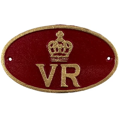 Royal Queen Victoria VR Wall Plaque Red Cast Iron British Sign - Image 1 of 2