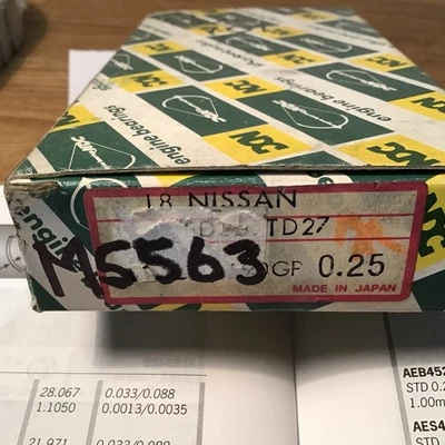 Nissan TD23/25/27 , 2289/2494/2663cc Diesel .25mm Main Bearings. - Image 1 of 4