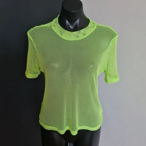 Women's size M 'BLACK FRIDAY' Gorgeous neon green mesh fishnet t-shirt top - EUC - Picture 1 of 7