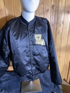 Vintage 90s NFL NEW ORLEANS SAINTS CHALK LINE SATIN JACKET BLACK Gr. XXL MADE IN USA - Bild 1 von 6