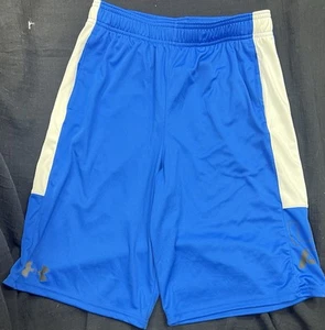 UNDER ARMOUR Loose Heatgear Boys Youth YLG Blue Elastic Waist Athletic Shorts - Picture 1 of 7