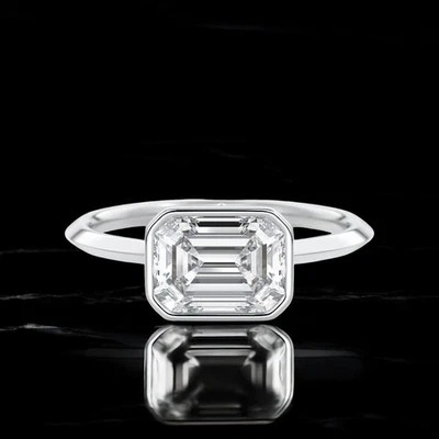 Engagement Ring 950 Platinum Setting Emerald Cut Semi Mount Sizes 4 5 5.5 6 7 - Image 1 of 4