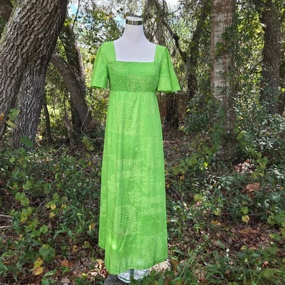 Vintage Penneys Hawaii Womens Dress Medium Hawaiian Sundress Maxi Smocked Floral - Image 1 of 4