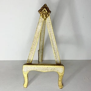 Vintage Italian Florentine Style Table Top Easel Gold Gilt White Wood 10"x5" - Picture 1 of 8