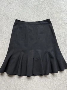 Vintage VTG Alfani Essentials Black Flounce Peplum Hem Skirt Stripes 6 Petite 6P - Picture 1 of 7