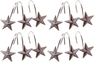 Ganchos de cortina de ducha antioxidantes Farmhouse Star - Nuevos - 12 anillos de cortina de ducha Foto 1 de 4