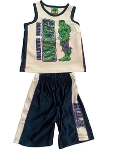 Vintage INCREDIBLE HULK Tank Top Shirt & Shorts set Boys size 5 Marvel outfit - Picture 1 of 10